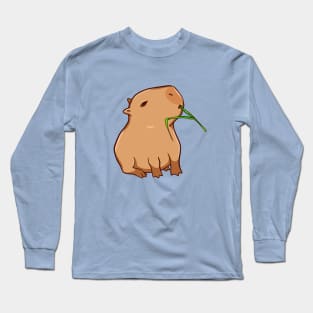 Capybara with a leaf Long Sleeve T-Shirt